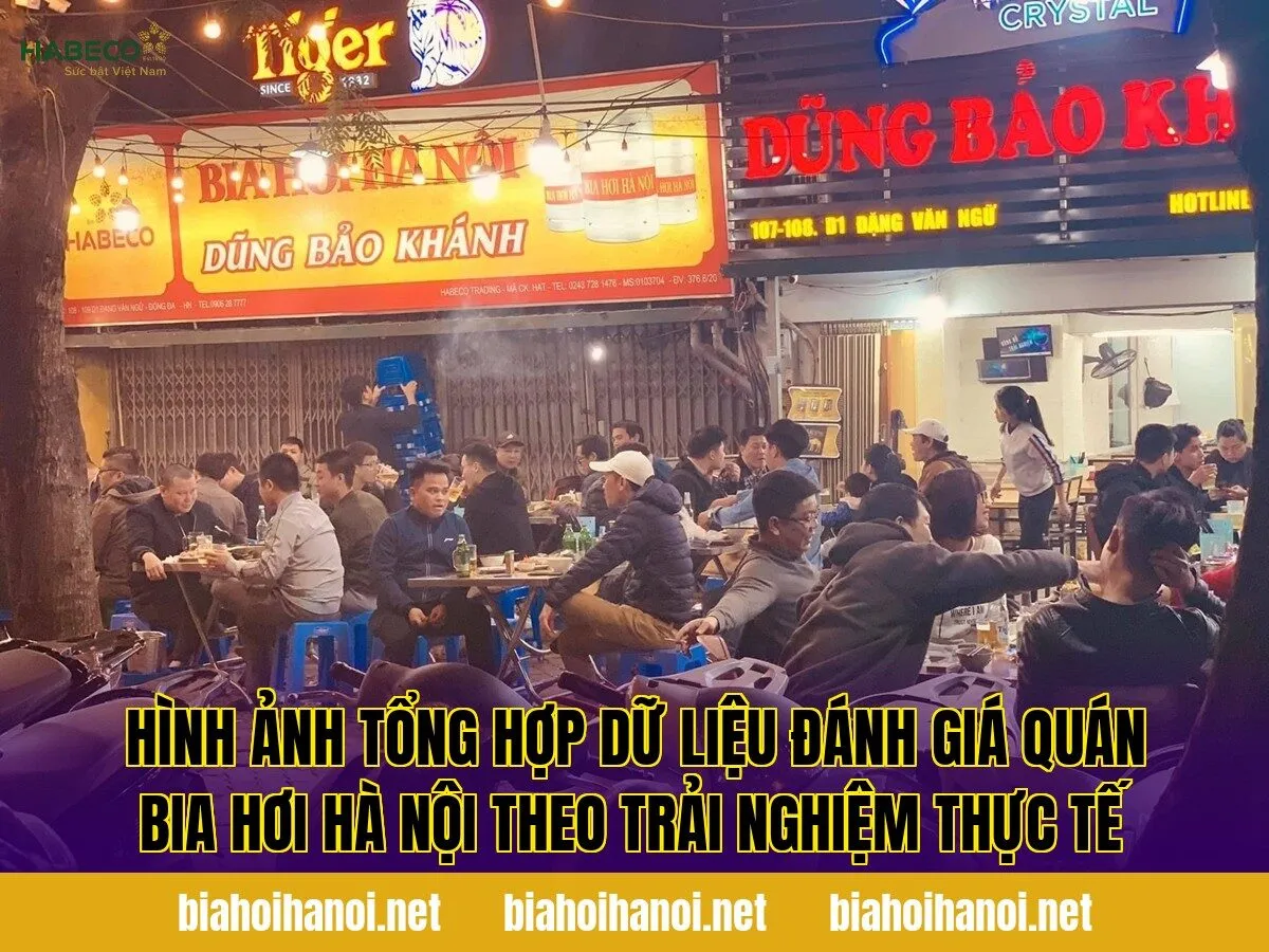 Hình ảnh tổng hợp dữ liệu đánh giá quán bia hơi Hà Nội theo trải nghiệm thực tế