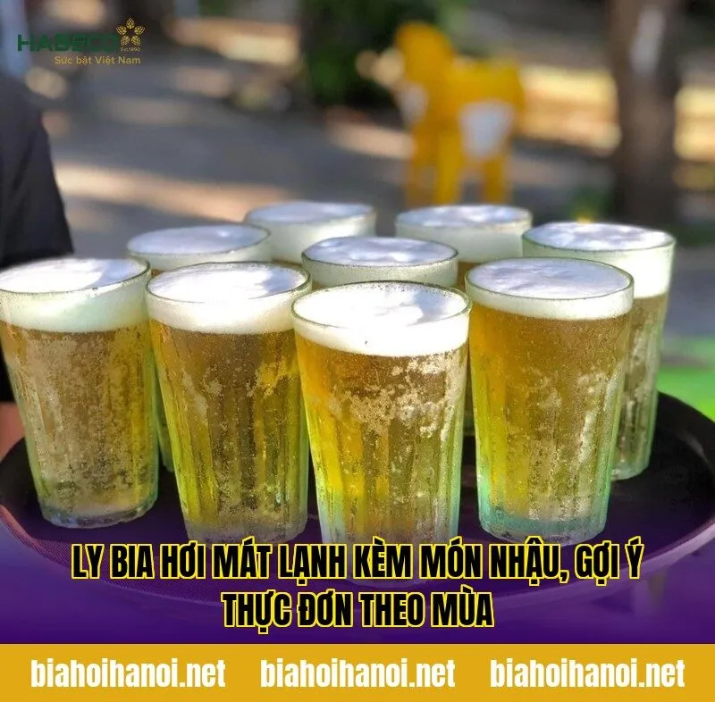 Ly bia hơi mát lạnh kèm món nhậu, gợi ý thực đơn theo mùa